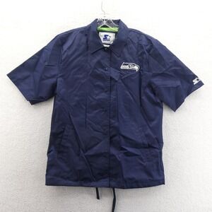Starter Womens Medium Seattle Seahawks Navy Blue Vintage Coaches Windbreaker New